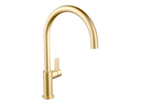 Hero - Nobili Flag Gooseneck Sink Mixer Tap Brushed Brass (4 Star)