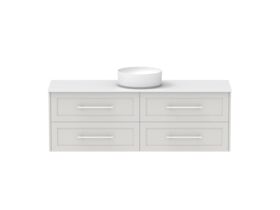 Hero - Kado Lux 1500mm All Drawer Wall Hung Vanity Unit 4 Drawers Centre Bowl Vanity 12mm Durasein Top