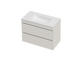 Hero - Posh Domaine Twin 900 2 Drawer Wall Hung Vanity White Console Top Matte White Mineral Cast No Taphole