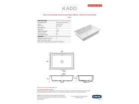 Specification Sheet - Kado Lux Rectangle Under Counter Basin 600mm x 400mm Overflow White