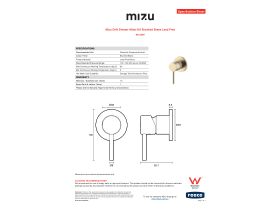 Specification Sheet - Mizu Drift Shower Mixer Kit Brushed Brass Lead Free