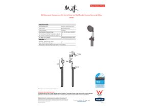 Specification Sheet - Milli Monument Handshower with Swivel Water Inlet Wall Bracket Brushed Gunmetal (3 Star)