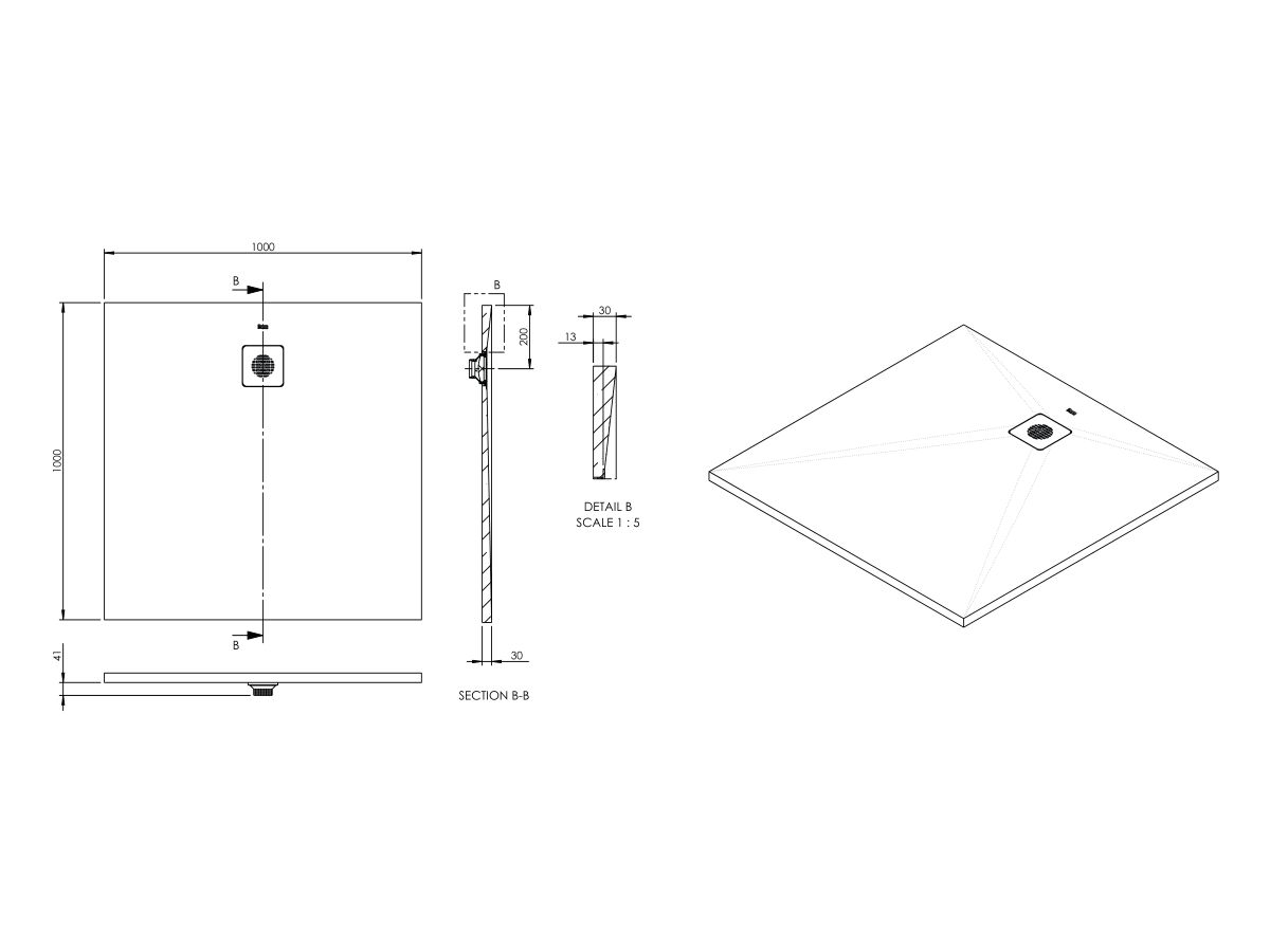 Roca Cyprus Shower Floor 1000 x 1000mm Blanco