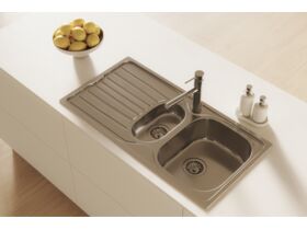 In Situ - Posh Bristol 1 & 1/3 Bowl Sink 1 Taphole Right Hand Bowl with Drainer Stainless Steel