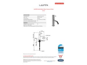 Specification Sheet - LAUFEN Kartell Basin Mixer Chrome (4 Star)