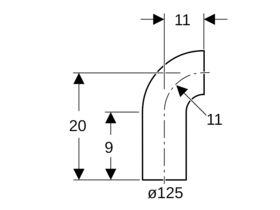 Geberit Long Radius Bend 125mm x 90 Degree