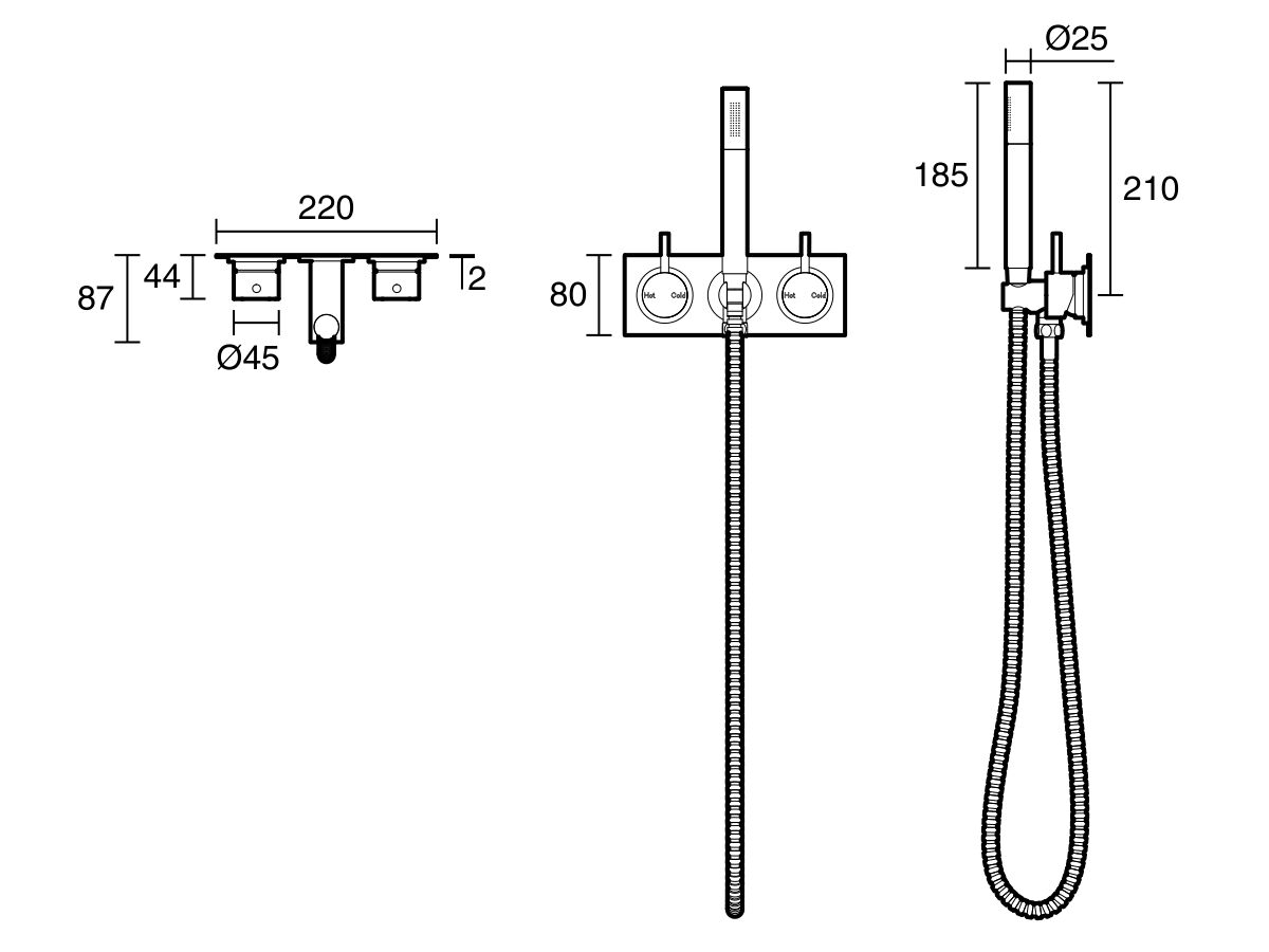Sussex Scala Dual Mixer Tap Handshower System