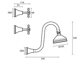 Kado Era Gooseneck Shower Set Cross Handles