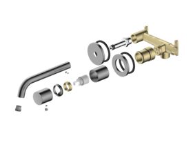 Supporting Image - Mizu Drift Dial Wall Basin / Bath Mixer Tap Set 2-Piece Cover Plate Kit Brushed Gunmetal (6 Star) Lead Free