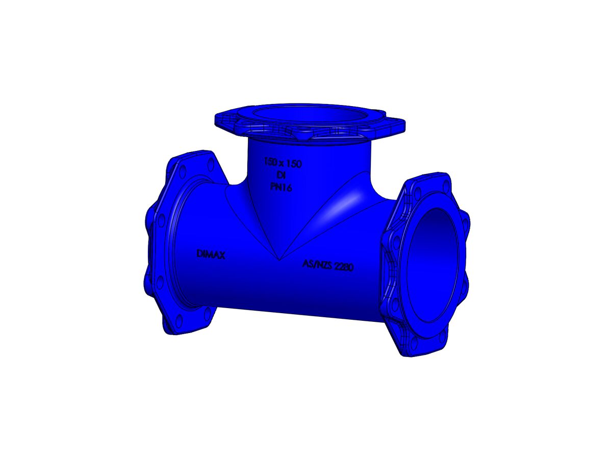 Dimax Ductile Iron Tee (Flange x Flange x Flange) PN16 B5 150mm x 150mm