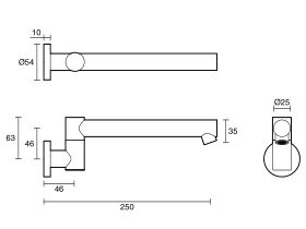 Sussex Scala Bath Outlet Swivel Straight 250mm