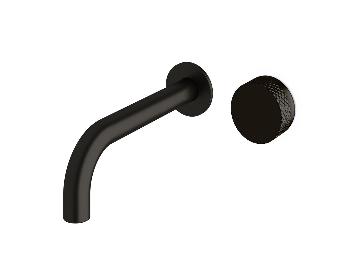 Sussex Pure Progressive Wall Basin Mixer Tap System 200mm with Diamond Textured Handle PVD Matte Black (3 Star)
