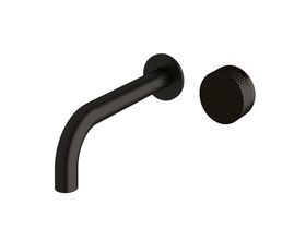 Sussex Pure Progressive Wall Basin Mixer Tap System 200mm with Diamond Textured Handle PVD Matte Black (3 Star)