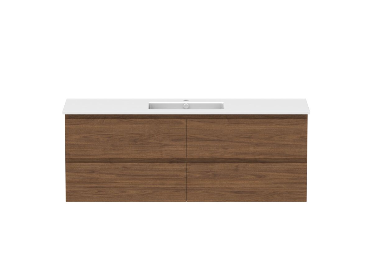 Hero - Posh Domaine 1500mm Wall Hung Twin Vanity Unit All-Drawer Single Bowl Matte White Ceramic Top
