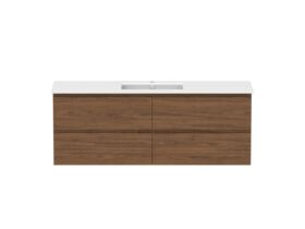 Hero - Posh Domaine 1500mm Wall Hung Twin Vanity Unit All-Drawer Single Bowl Matte White Ceramic Top