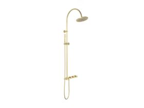 Supporting Image - Faucet Strommen Vara Disc Wall Set with Twin Rail Shower Tap System Trimset Brushed Admiralty Brass (3 Star) Lead Free