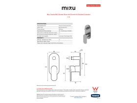 Specification Sheet - Mizu Soothe MK2 Shower Mixer with Diverter Kit Brushed Gunmetal