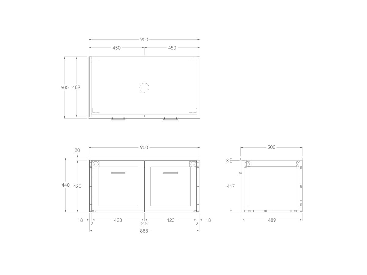 Kado Lux All Door 900mm Centre Bowl Wall Hung