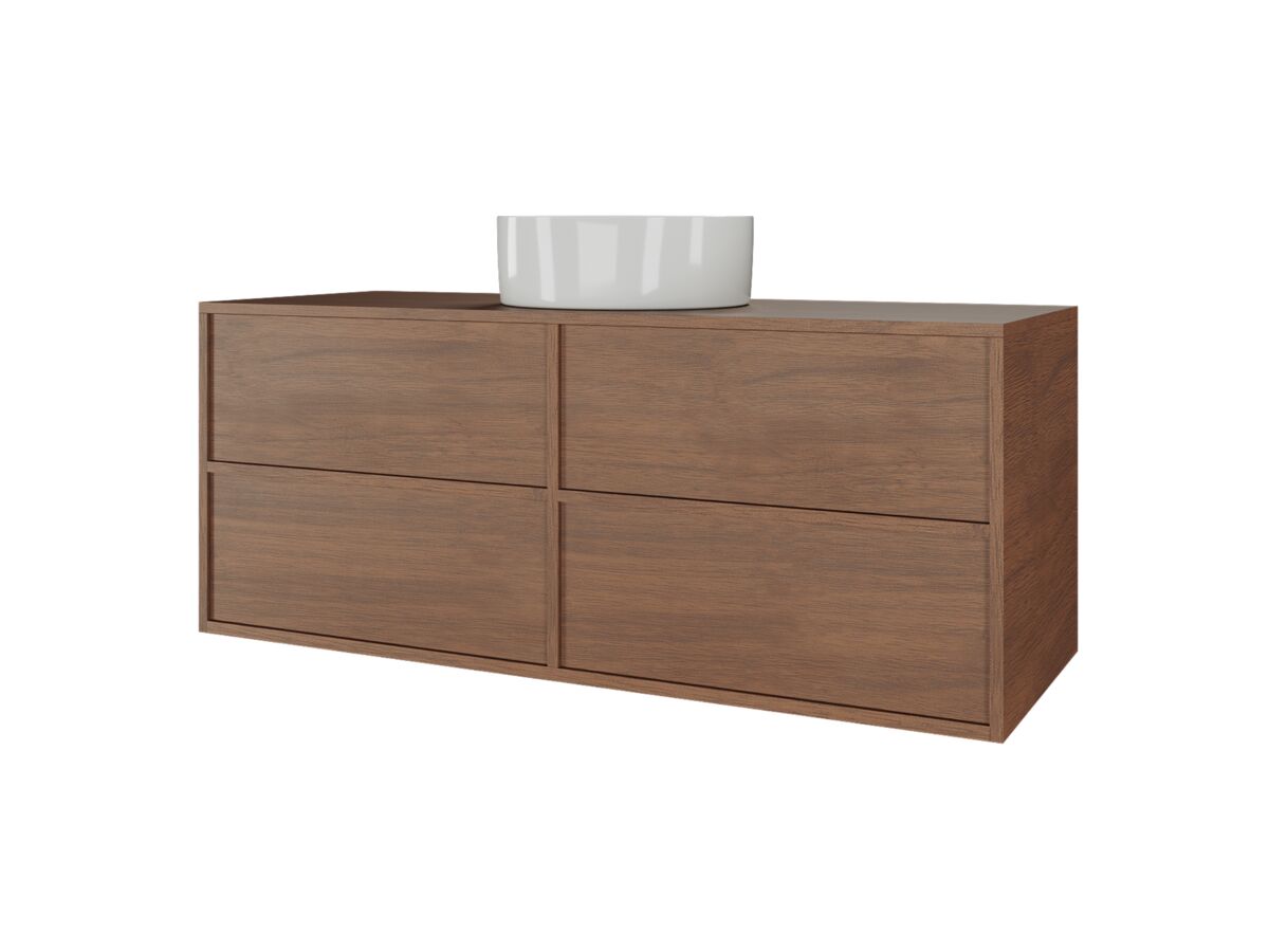 Supporting Image - Kado Aspect 1200mm Wall Hung Vanity Unit Timber Top - Florentine Walnut Side