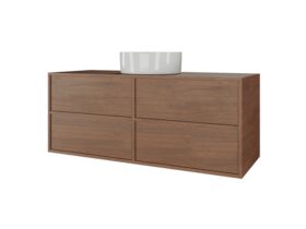 Supporting Image - Kado Aspect 1200mm Wall Hung Vanity Unit Timber Top - Florentine Walnut Side