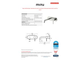 Specification Sheet - Mizu Drift Wall Basin / Bath Mixer Set with Curved Spout Kit Brushed Nickel (6 Star) Lead Free