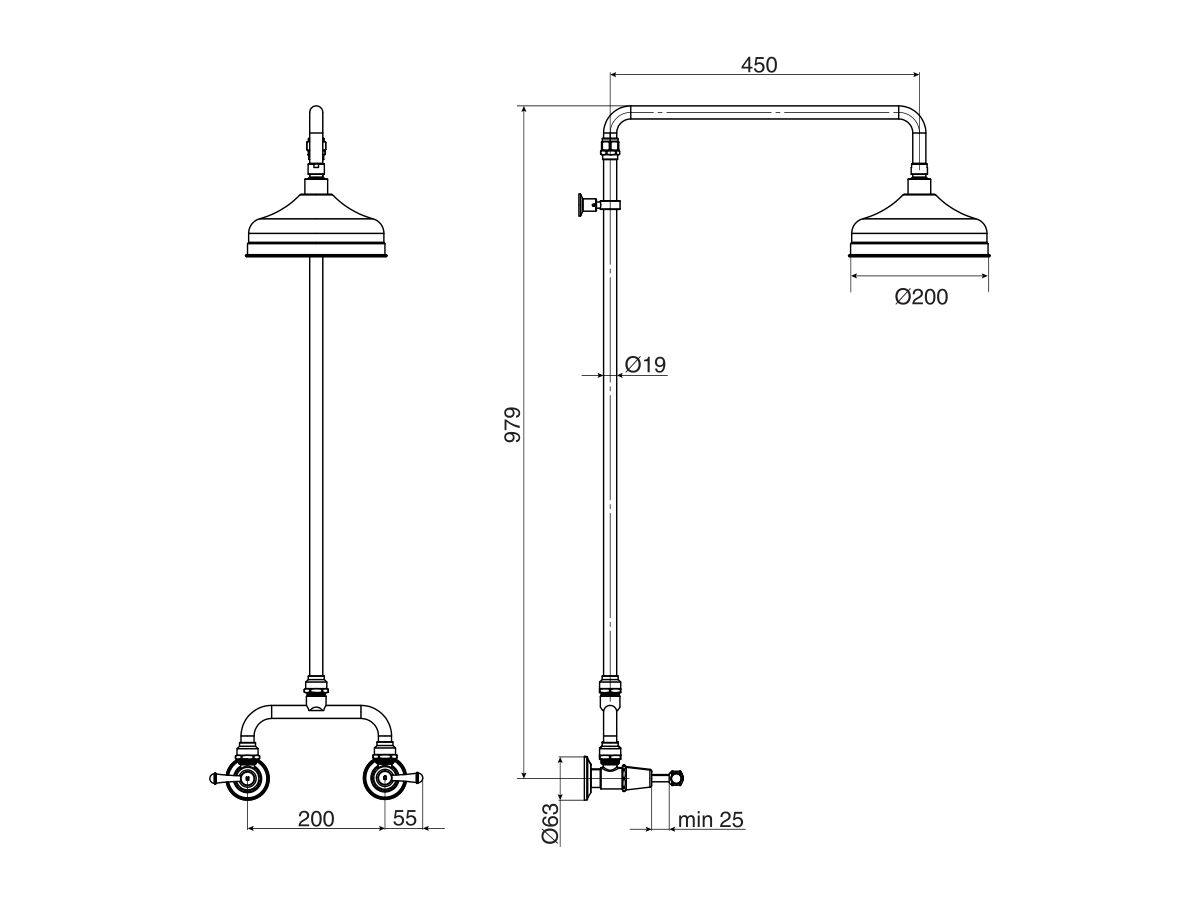 Posh Canterbury Exposed Shower Set Lever (3 Star)