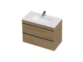 Hero - Posh Domaine Twin 900 2 Drawer Wall Hung Vanity Colour Console Top Gloss White Mineral Cast