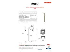 Specification Sheet - Mizu Silk Floor Mounted Bath Mixer Kit Brushed Brass