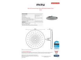 Specification Sheet - Mizu Drift Overhead Shower 250mm ABS Brushed Gunmetal (5 Star)