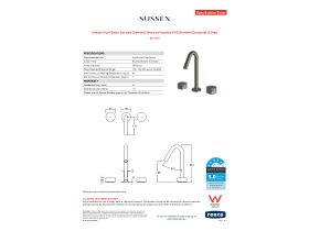 Specification Sheet - Sussex Pure Basin Set with Diamond Textured Handles PVD Brushed Gunmetal (5 Star)