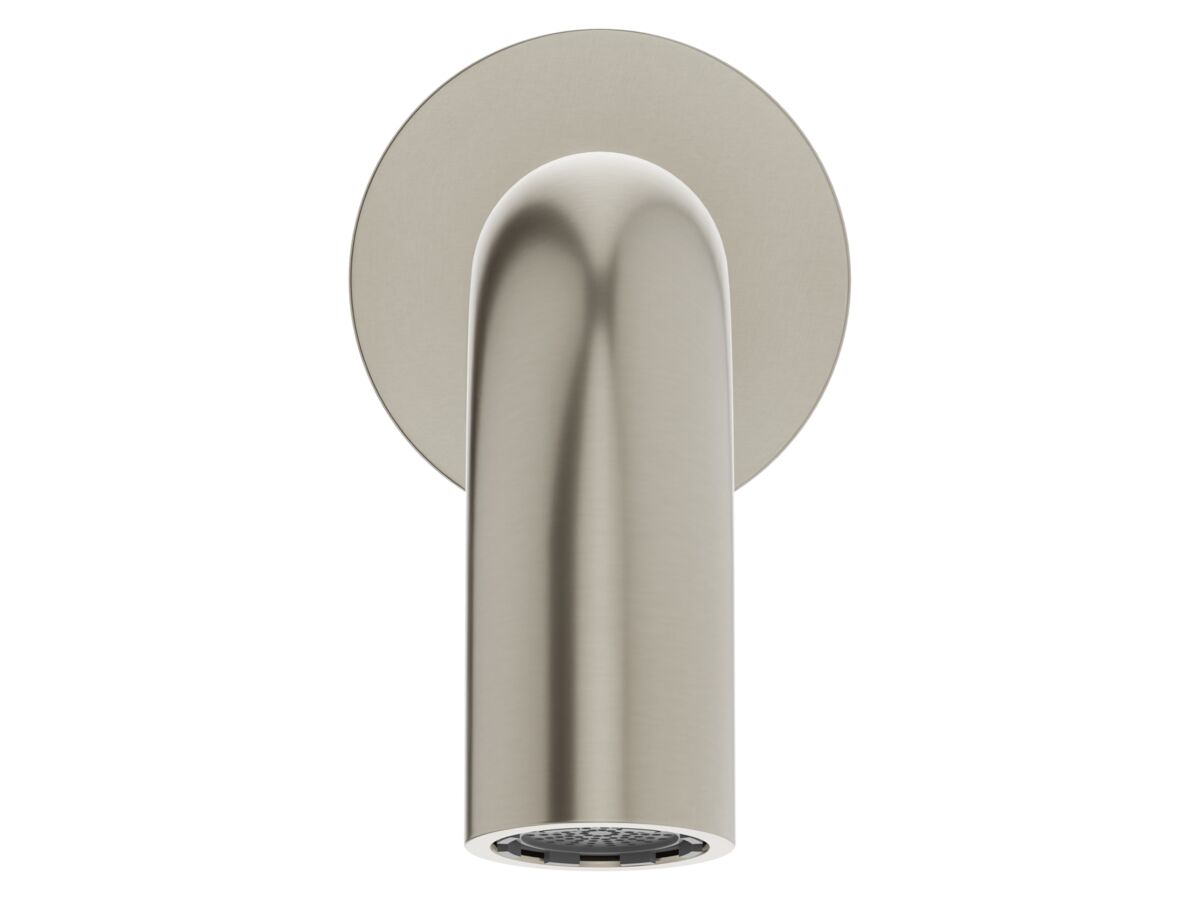 Supporting Image 2 - Mizu Drift Wall Basin/Bath Outlet Curve Spout 300mm Brushed Nickel (6 Star) Lead Free - Front