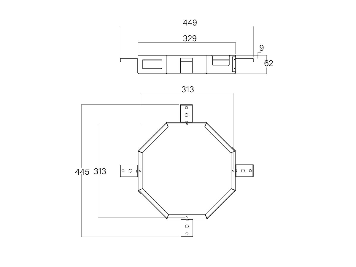 Supporting Technical Drawing - Faucet Strommen Vara Ceiling Shower Flush Mounted Inwall Body
