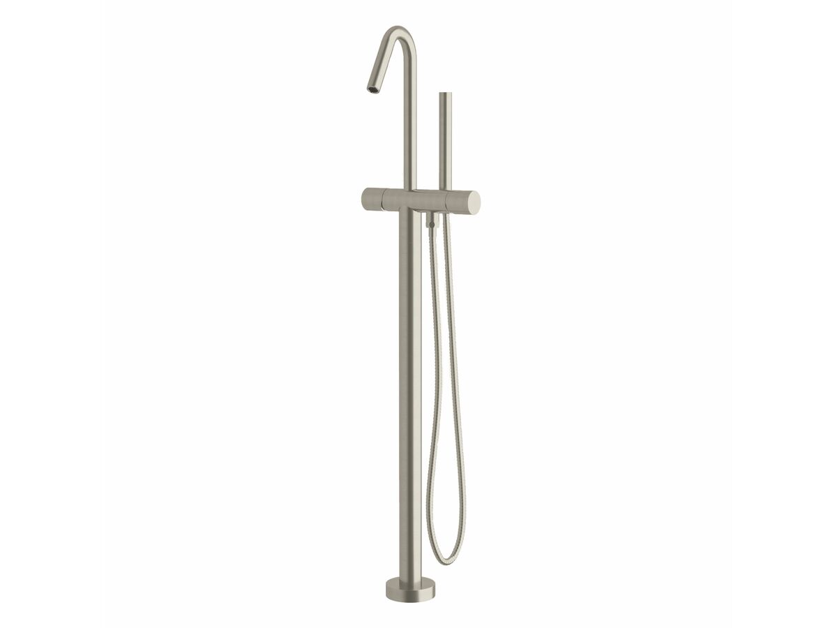 Sussex Pure Floor Mounted Bath Mixer Tap with Handshower PVD Brushed Nickel (3 Star)