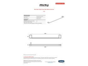 Specification Sheet - Mizu Bloc Single Towel Rail 600mm Chrome