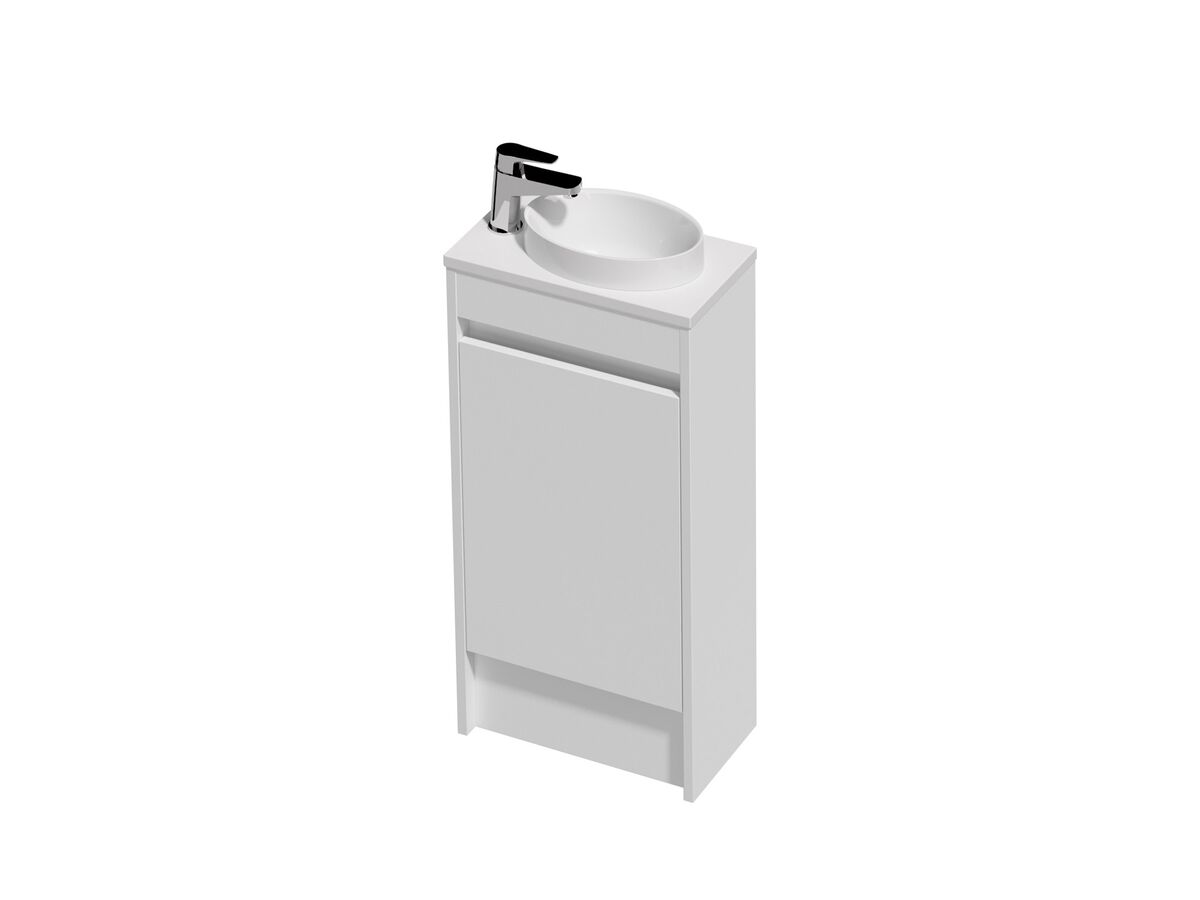 Posh Domaine Mini 400 1 Door Floor Standing White Cherry Pie with Basin