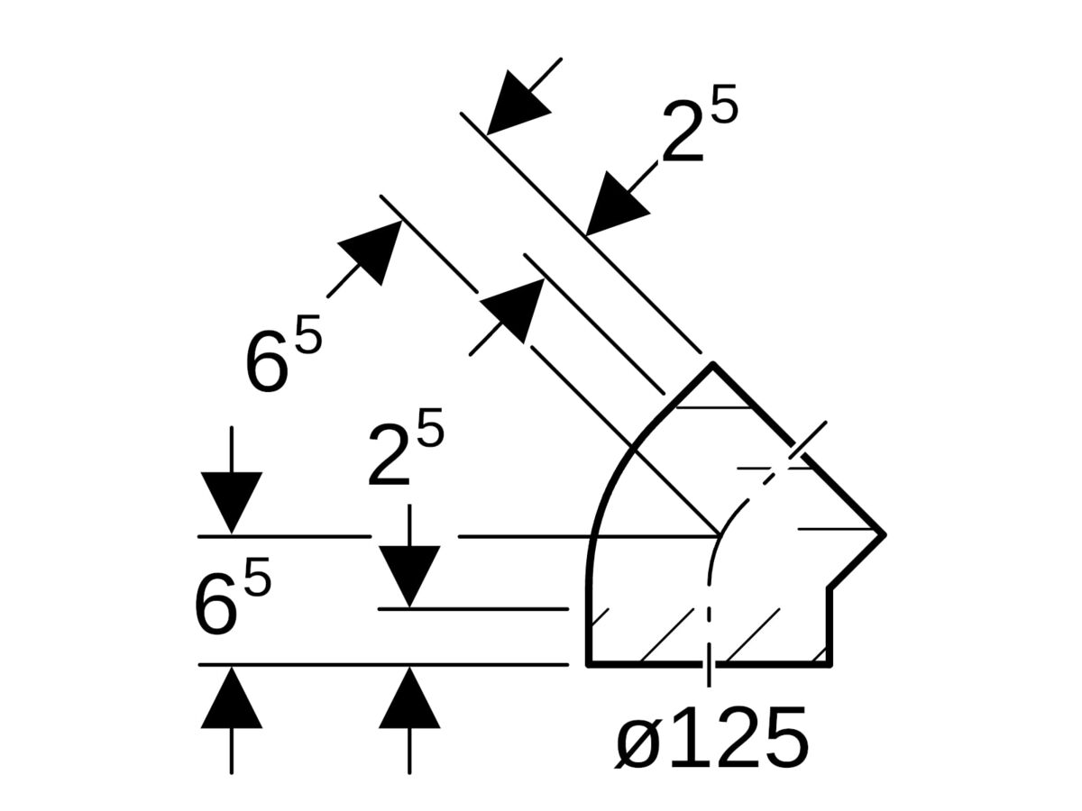 Geberit Bend 125mm x 45 Degree