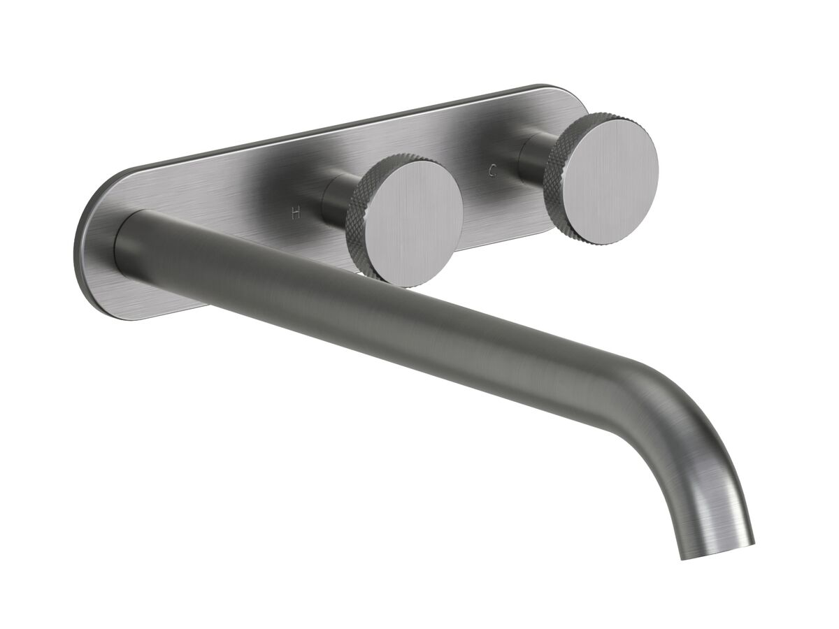 Supporting Image - Faucet Strommen Vara Disc Wall Basin / Bath Hostess Tap System Right Hand 250mm Trimset Brushed Graphite (6 Star) Lead Free