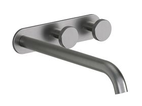 Supporting Image - Faucet Strommen Vara Disc Wall Basin / Bath Hostess Tap System Right Hand 250mm Trimset Brushed Graphite (6 Star) Lead Free