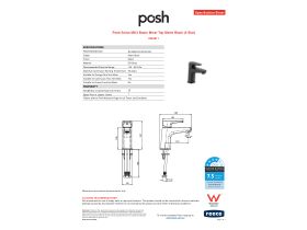 Specification Sheet - Posh Solus MK3 Basin Mixer Tap Matte Black (4 Star)