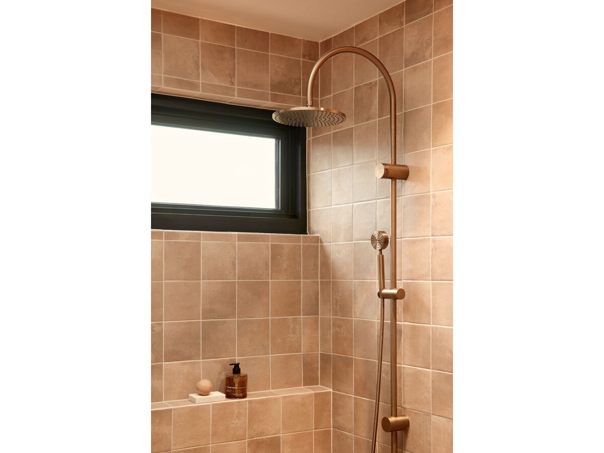In Situ - Milli Mood Edit Twin Rail Shower 250mm Curved with Top or Bottom Rail Water Inlet PVD Brushed Bronze (3 Star)