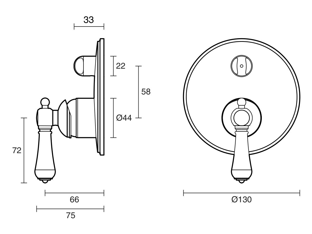 Kado Era Shower Mixer with Diverter Porcelain Lever Handle