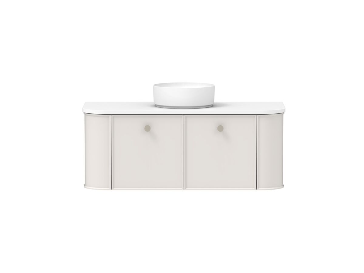 Supporting Image - Kado Era Double Curve All Door 1200mm Wall Hung Vanity with Centre Basin 20mm Top Feather Grey