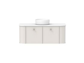 Supporting Image - Kado Era Double Curve All Door 1200mm Wall Hung Vanity with Centre Basin 20mm Top Feather Grey