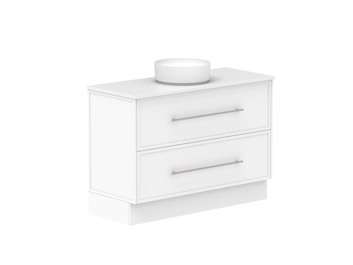Supporting Image - Kado Lux All Drawer 1200mm Floor Mounted Vanity Centre Basin 20mm - White Shaker Angle