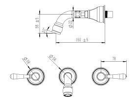 Milli Voir Wall Basin Set Lever Handle 150mm (5 Star)