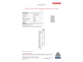 Specification Sheet - Hydrotherm Pure Vertical Triple Heated Towel Rail 900 x 38mm PVD Brushed Gunmetal