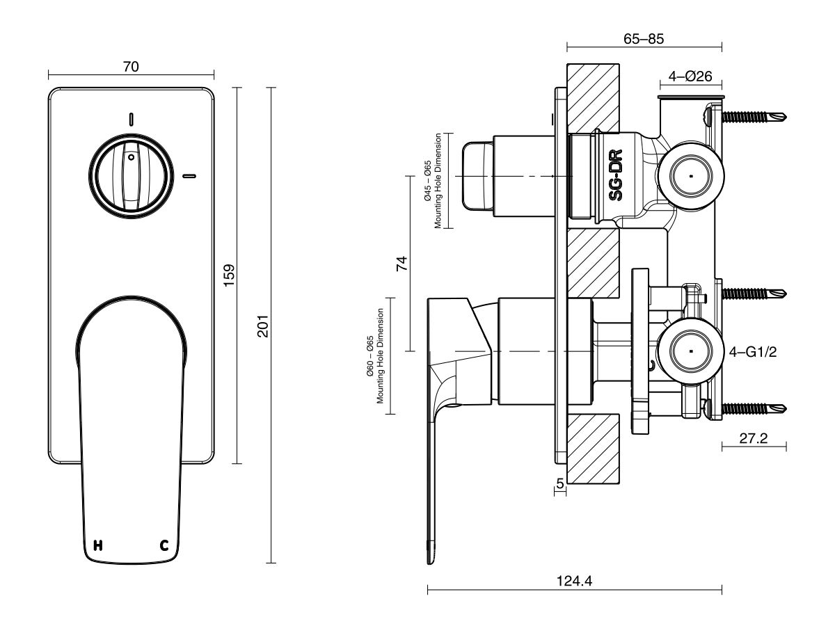 Milli Trace Shower Mixer with Diverter