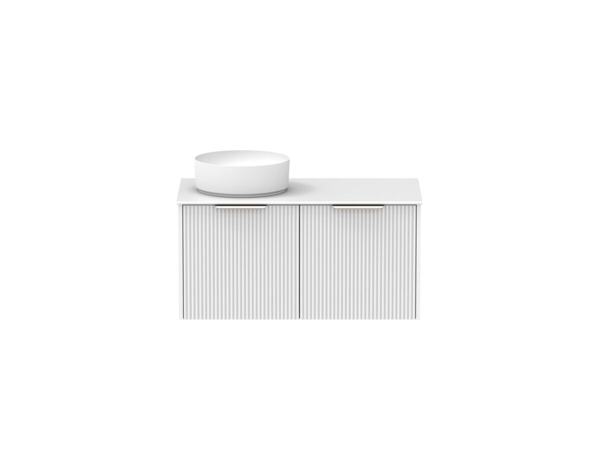 Supporting Image - Kado Neue Fluted Square 900mm Wall Hung Vanity with Left Basin Durasein 12mm Top Ultra White