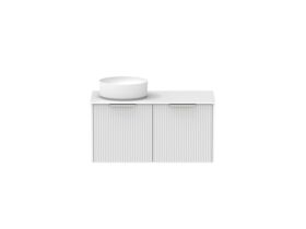Supporting Image - Kado Neue Fluted Square 900mm Wall Hung Vanity with Left Basin Durasein 12mm Top Ultra White