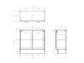 Technical Drawing - Kado Lux Ensuite All Door 900mm Floor Mount Centre Basin 50mm Top